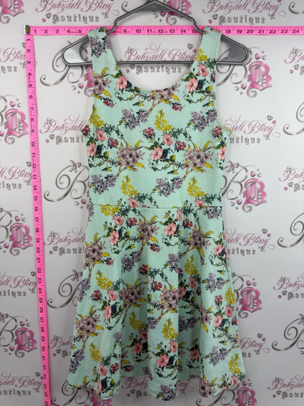 Divided dress flowers blue Mint Floral Sleeveless Skater Dress rainbow flowers